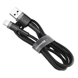 Wytrzymały kabel w oplocie do iPhone USB - Lightning QC3.0 2.4A 1m czarno-szary