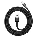 Wytrzymały kabel w oplocie do iPhone USB - Lightning QC3.0 2.4A 1m czarno-szary