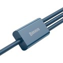 3w1 kabel przewód uniwersalny USB - Lightning / USB-C / micro USB 3.5A 1.5m niebieski