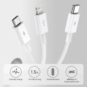 3w1 kabel przewód uniwersalny USB - Lightning / USB-C / micro USB 3.5A 1.5m niebieski