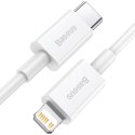 Kabel przewód do iPhone USB Typ C - Lightning Power Delivery 20W 1m biały