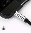 Płaski kabel przewód audio AUX 3.5mm mini jack 1m srebrny