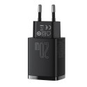 Szybka ładowarka sieciowa Compact USB USB-C 20W 3A PD QC 3.0 czarny