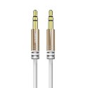 Rozciągliwy kabel przewód audio AUX mini jack 3.5mm sprężynka 150cm biały