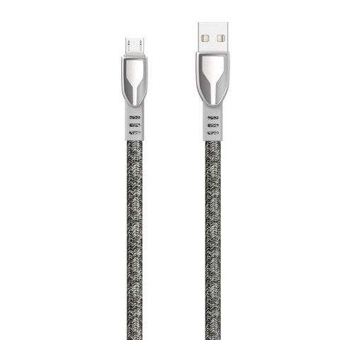 Wytrzymały przewód kabel pleciony USB - micro USB 5A 1m szary