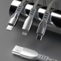 Wytrzymały przewód kabel pleciony USB - micro USB 5A 1m szary