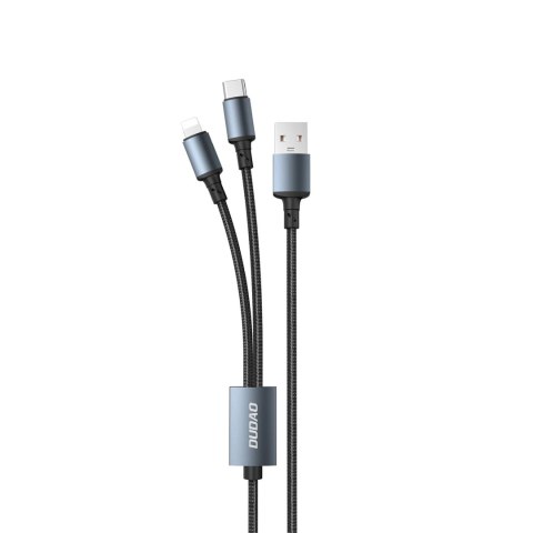 2w1 Kabel przewód uniwersalny do ładowania USB-C Lightning 6A 1,2m czarny