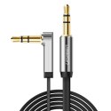 Kabel przewód płaski kątowy audio AUX 3.5mm minijack 0.5m czarny