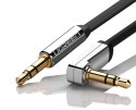 Kabel przewód płaski kątowy audio AUX 3.5mm minijack 0.5m czarny