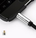 Kabel przewód płaski kątowy audio AUX 3.5mm minijack 0.5m czarny