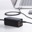 Szybka uniwersalna ładowarka sieciowa GaN 2x USB-C 2x USB 100W QC 4.0+ AFC czarny