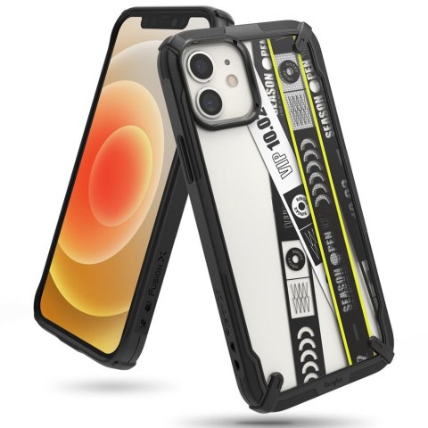 Etui pancerny pokrowiec z ramką iPhone 12 mini Fusion X Design Ticket band czarny