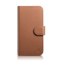 2w1 etui skórzany pokrowiec z klapką iPhone 14 Anti-RFID Wallet Case brązowy