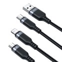 3w1 Kabel przewód USB Multi-Use Series do Lightning USB-C micro USB 30cm czarny