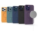 Etui pokrowiec plecionka do iPhone 15 z MagSafe Woven Case granatowy