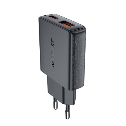 Mała płaska ładowarka sieciowa GaN PD 30W USB-A USB-C czarna