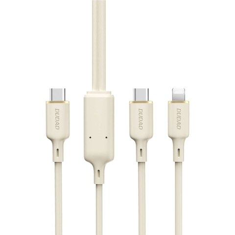 2w1 Kabel przewód wzmacniany SR USB-C - USB-C / Lightning 100W 1.2m beżowy