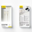 2w1 Kabel przewód wzmacniany SR USB-C - USB-C / Lightning 100W 1.2m beżowy