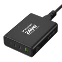 Ładowarka sieciowa GaN 240W USB-A 3x USB-C czarna