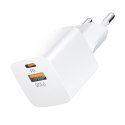 Ładowarka sieciowa PD QC 3.0 100-240V 20W USB-C USB-A biała