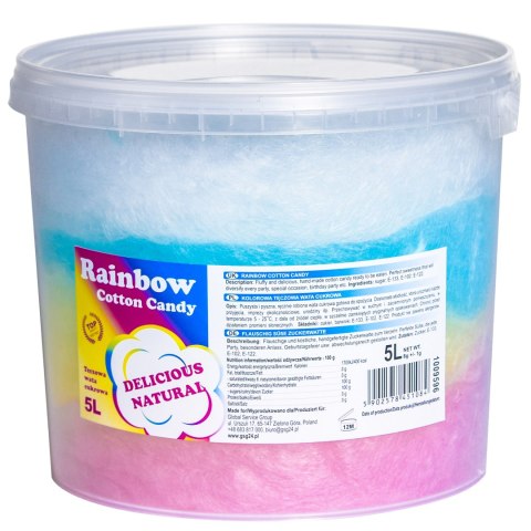 Kolorowa tęczowa wata cukrowa Rainbow Cotton Candy 5L