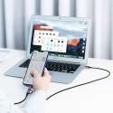 2w1 Kabel przewód w mocnym oplocie USB - microUSB + USB-C 1m 2.4A czarny