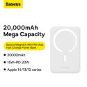 Powerbank Magnetic Mini 20000 mAh 20W + kabel USB-C biały