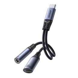 2w1 Adapter przejściówka ładowarka + słuchawki USB-C do USB-C / mini jack 3.5mm czarny