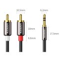 Kabel przewód audio 3.5 mm mini jack - 2RCA 1.5m czarny