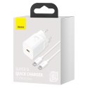 Szybka ładowarka sieciowa Si 25W 3A z kablem USB-C 1m biały