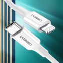 Kabel przewód do iPhone MFi USB-C - Lightning 20W 3A 1m biały