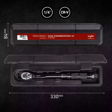 Klucz dynamometryczny 1/4" 2-24 Nm czarny