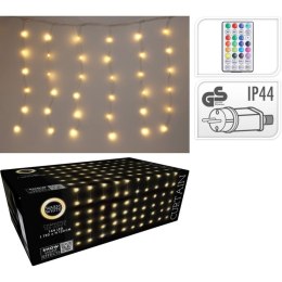 LAMPKI CHOINKOWE KURTYNA ŚWIETLNA ZEW/WEW 144 LED 120X120CM Z PILOTEM CIEPŁY BIAŁY