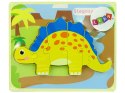 Drewniane Puzzle Dinozaur Stegosaurus Żółty Oviraptor Żółty