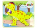 Drewniane Puzzle Dinozaur Stegosaurus Żółty Oviraptor Żółty