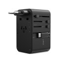 Adapter ładowarka podróżna 45W EU / US / AUS / UK z wbudowanym kablem USB-C - czarny