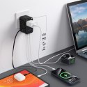 Adapter ładowarka podróżna 45W EU / US / AUS / UK z wbudowanym kablem USB-C - czarny