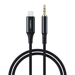 Kabel przewód audio AUX iPhone Lighting - mini jack 3.5mm 1 m - czarny