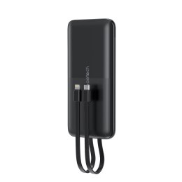 Powerbank 10000 mAh 22.5W USB-A USB-C micro USB z kablem USB-C i Lightning - czarny