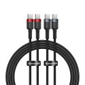 2x Kabel przewód Cafule USB-C - USB-C 100W 1m - czerwono-czarny i czarno-szary