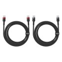 2x Kabel przewód Cafule USB-C - USB-C 100W 1m - czerwono-czarny i czarno-szary