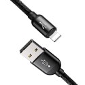 3w1 Kabel przewód USB-A - micro USB / iPhone Lightning / USB-C 3.5A 0.3m - czarny