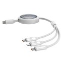 3w1 Kabel uniwersalny zwijany USB-C - Lightning / USB-C / micro USB 100W 1.1m - biały