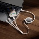 3w1 Kabel uniwersalny zwijany USB-C - Lightning / USB-C / micro USB 100W 1.1m - biały