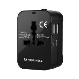 Adapter podróżny ładowarka uniwersalna 24W UE / US / AUS / UK / 2x USB-A - czarny