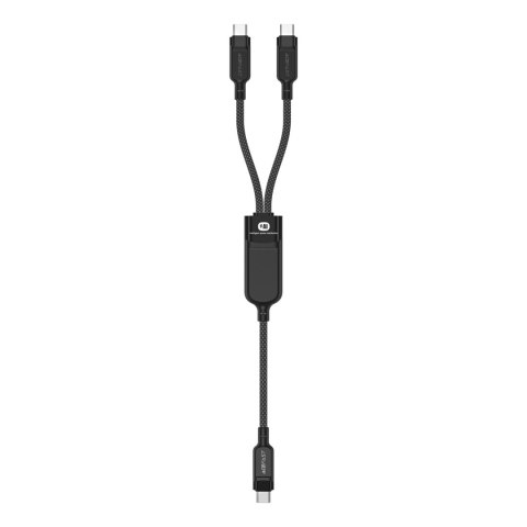 2w1 Kabel przewód podwójny USB-C - 2x USB-C 100W 480Mb/s - czarny