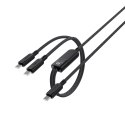 2w1 Kabel przewód podwójny USB-C - 2x USB-C 100W 480Mb/s - czarny