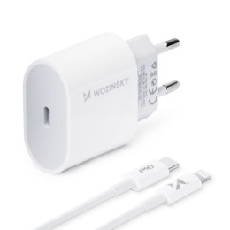 Szybka ładowarka USB C PD 20W + kabel USB C / Lightning 1m biały