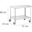 Wózek kelnerski cateringowy do serwowania 2 półki 80 x 57 cm do 100 kg
